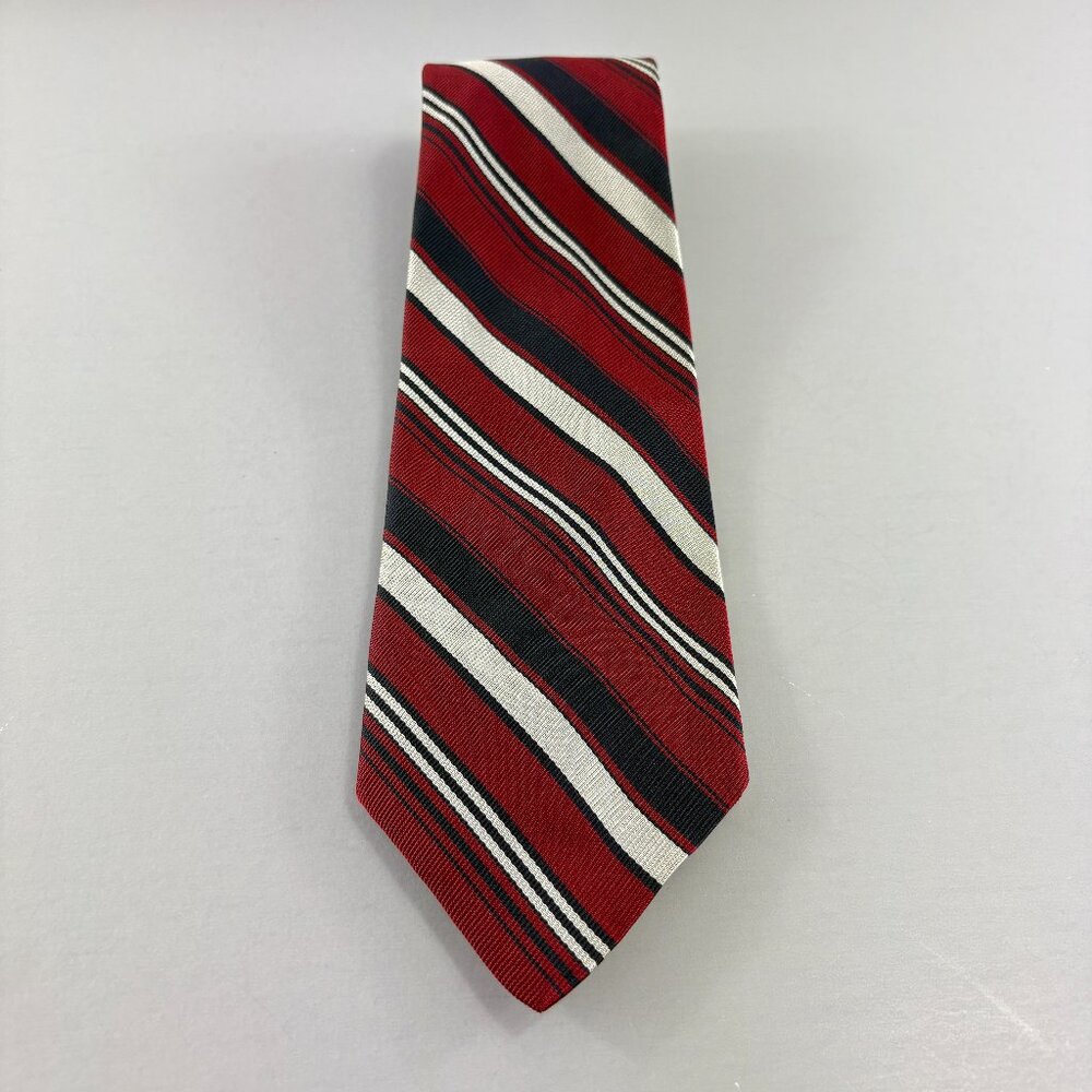 Briar Red / Black / Gray Striped Men's Tie 4" x 57 1/2" Vintage